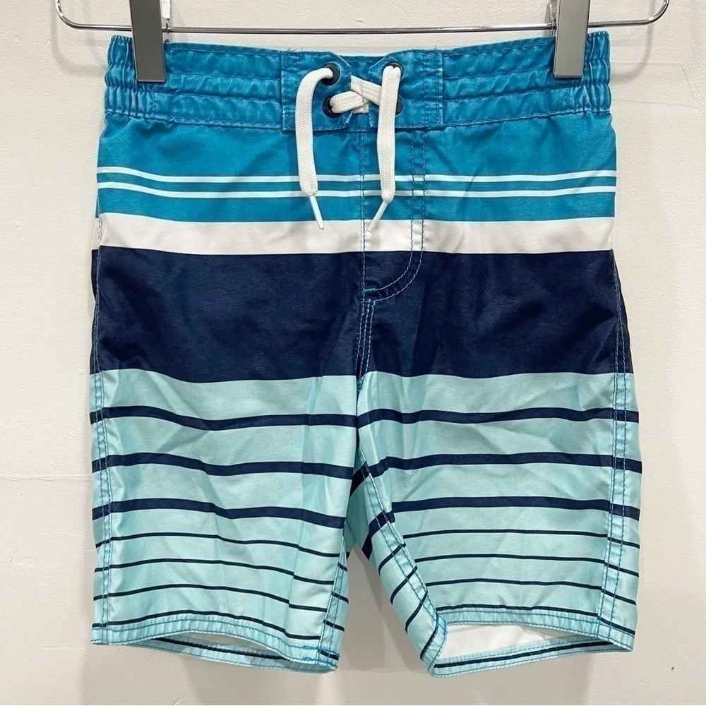 Old Navy Boys Stripe Swim Shorts Drawstring Blue Small 6-7